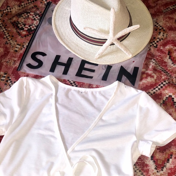 SHEIN WHITE WRAP SHIRT - Picture 8 of 8